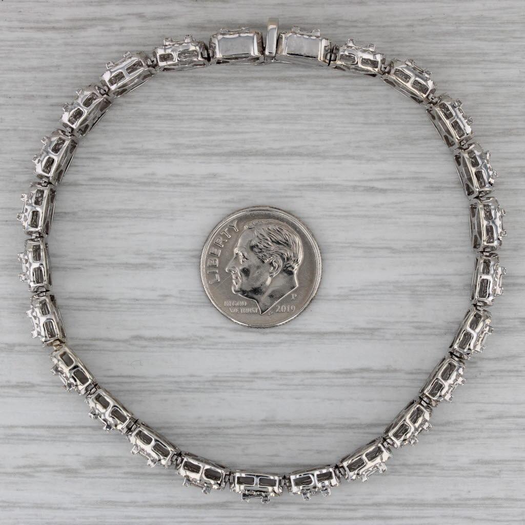 4.05ctw Diamond Halos Tennis Bracelet 10k White Gold 7.75