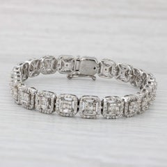 4.05ctw Diamond Halos Tennis Bracelet 10k White Gold 7.75" 7.8mm