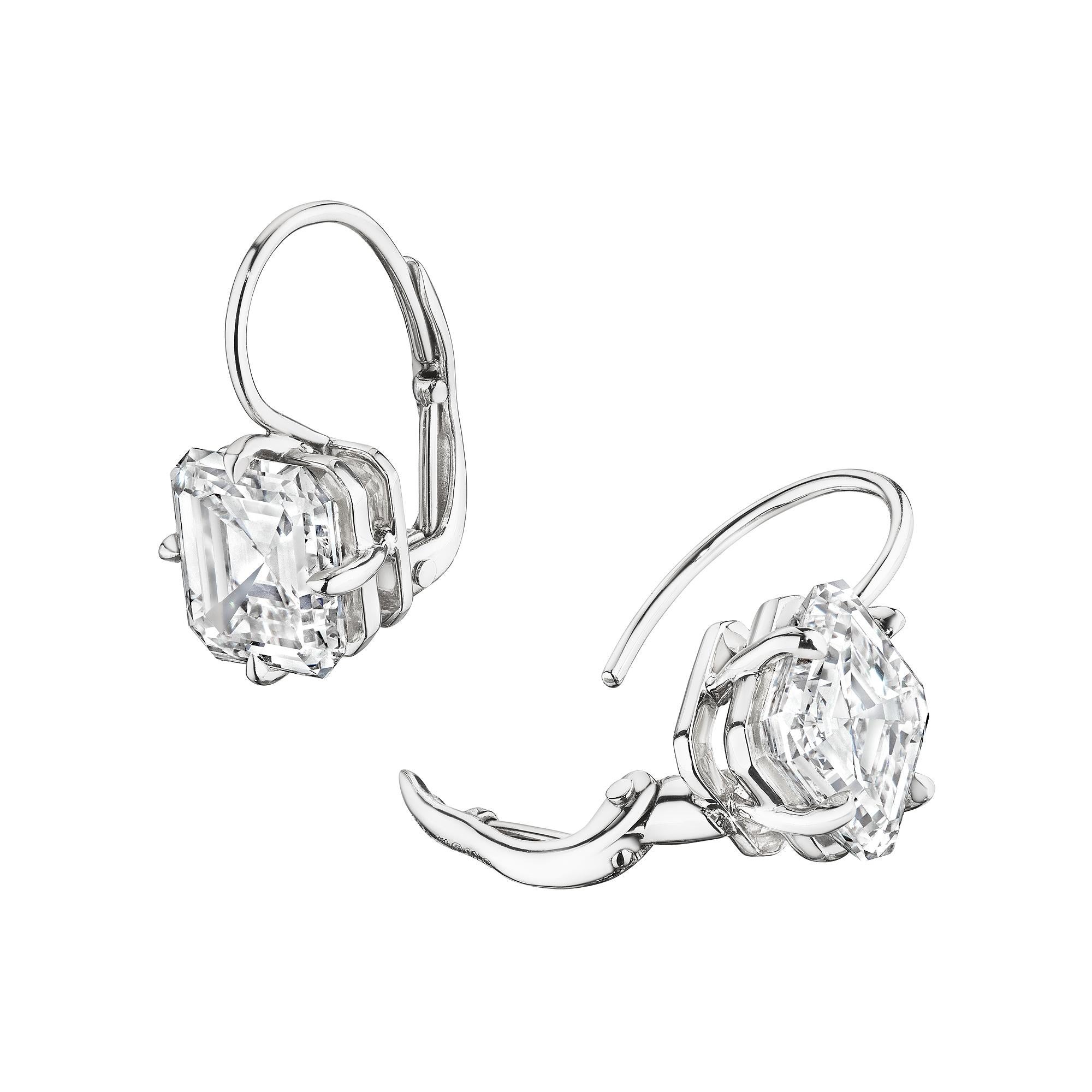 asscher cut diamond drop earrings