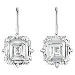 Orecchini a goccia in platino con diamante taglio Asscher 4,06