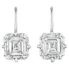 4.06 Asscher-Schliff-Diamant-Platin-Tropfen-Ohrringe