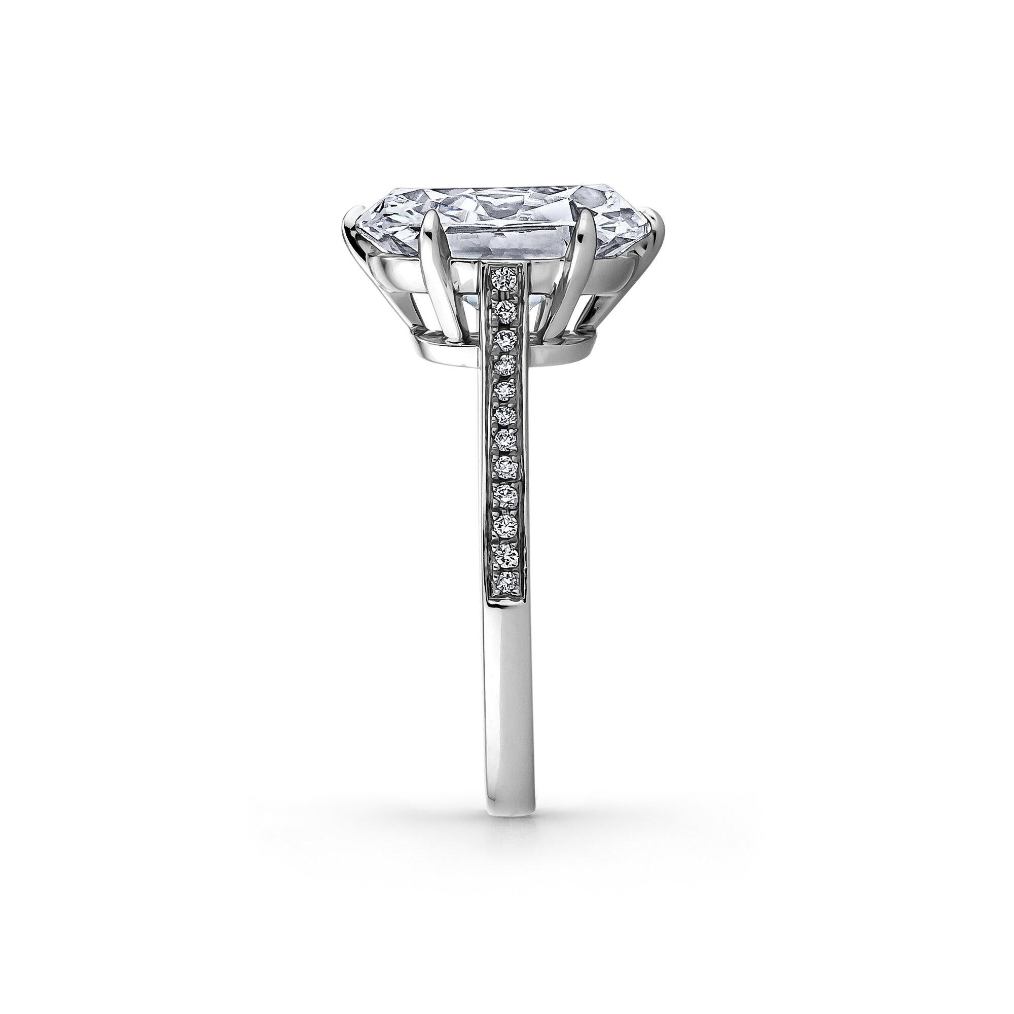 4.06 Carat Cushion Brilliant Cut Platinum Diamond Engagement Ring at ...