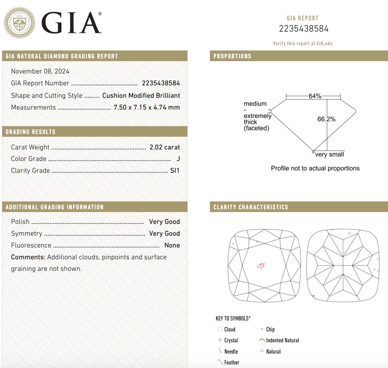 De las mujeres Pendientes de diamantes talla cojín de 4,06 quilates en venta