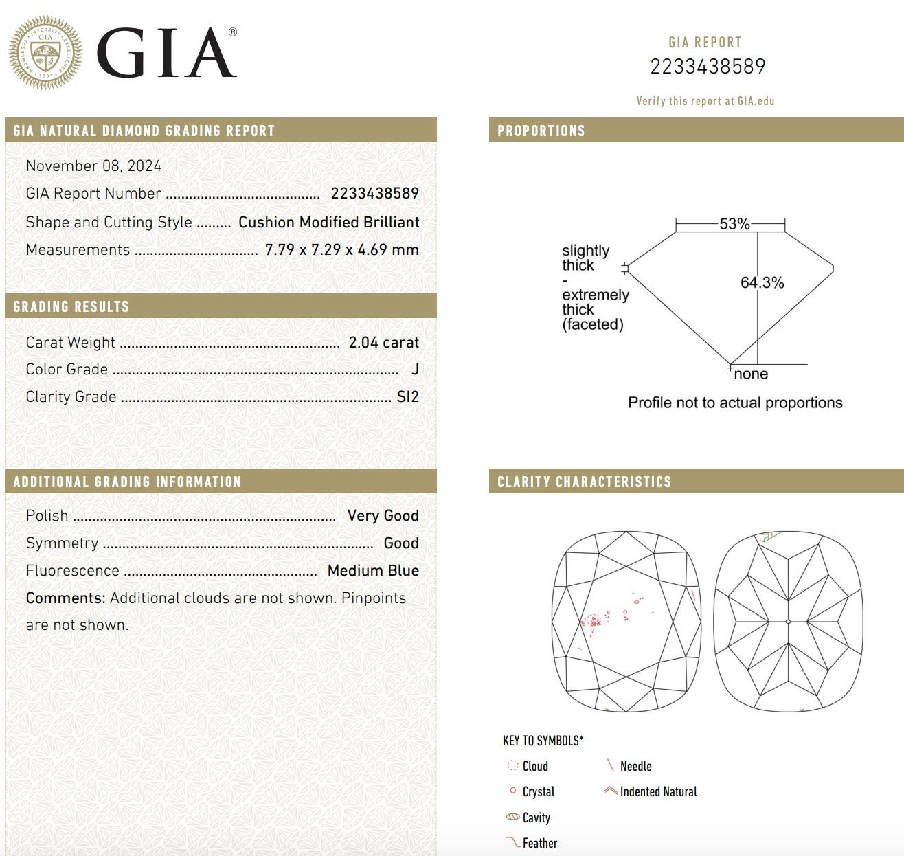 Pendientes de diamantes talla cojín de 4,06 quilates en venta 1