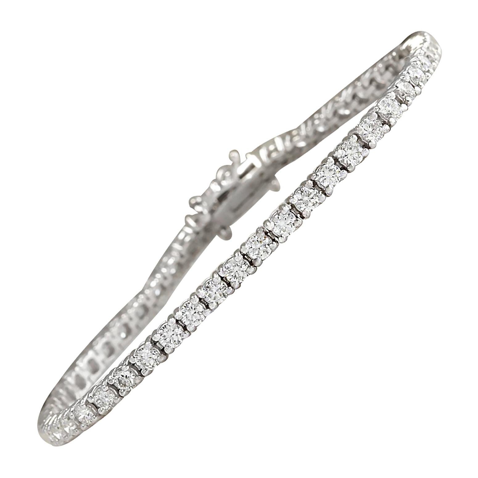 4.06 Carat  Diamond 18 Karat White Gold Bracelet For Sale
