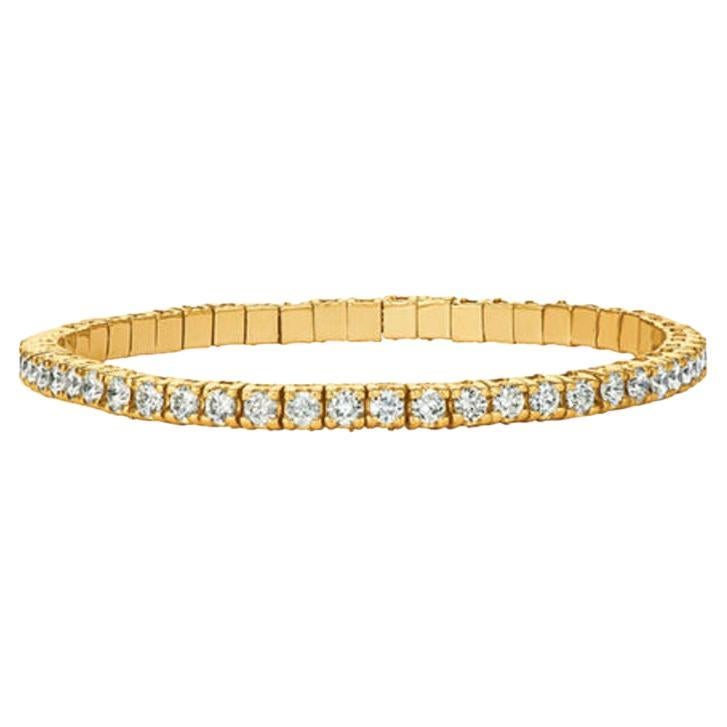 Bracelet extensible en or jaune 14 carats avec diamants naturels de 4,06 carats G-H SI