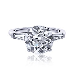 4.06 Carat Old European Cut Diamond K/VVS2 GIA Platinum Engagement Ring