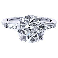Bague de fiançailles en platine 4,06 carats diamant taille européenne K/VVS2 GIA