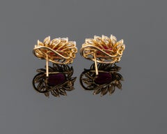 4.06 Carat Oval Ruby and Diamond Earring Studs