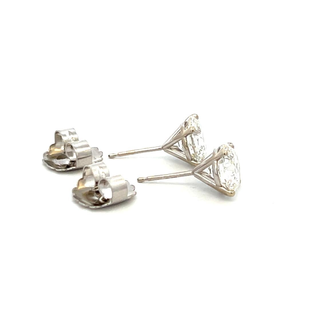 Orecchini da 4,06 carati con diamante tondo brillante H SI2 in oro bianco 14 carati in vendita 7