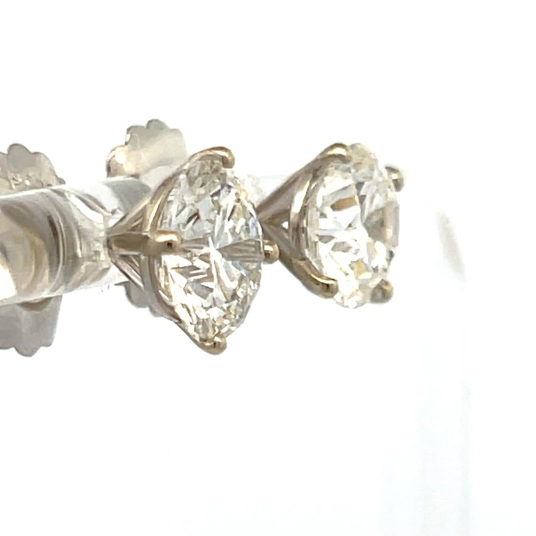 Orecchini da 4,06 carati con diamante tondo brillante H SI2 in oro bianco 14 carati in vendita 3