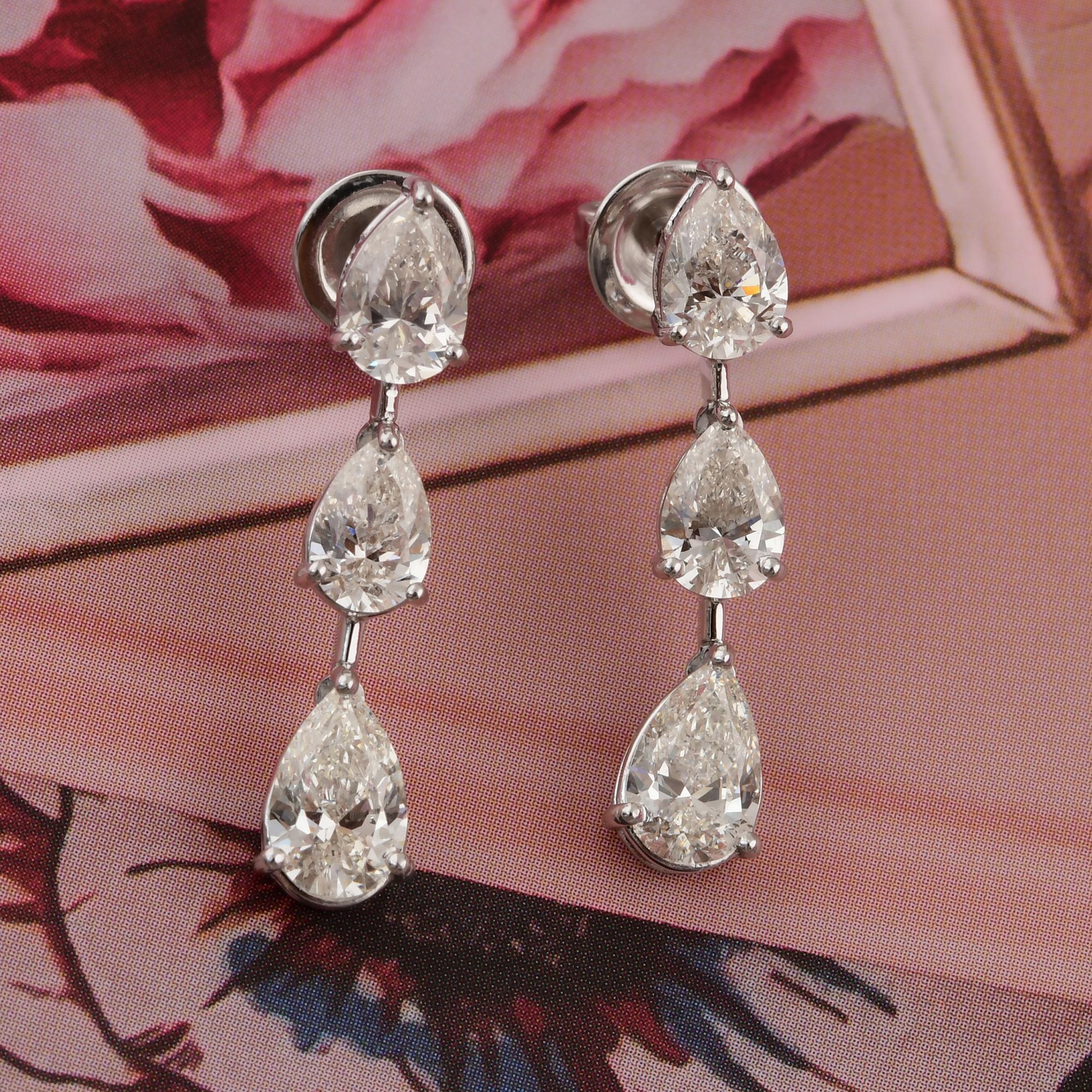 4,06 Karat SI/H Birnenschliff Diamant-Ohrhänger aus 18 Karat Weißgold mit Brillantschliff (Moderne) im Angebot
