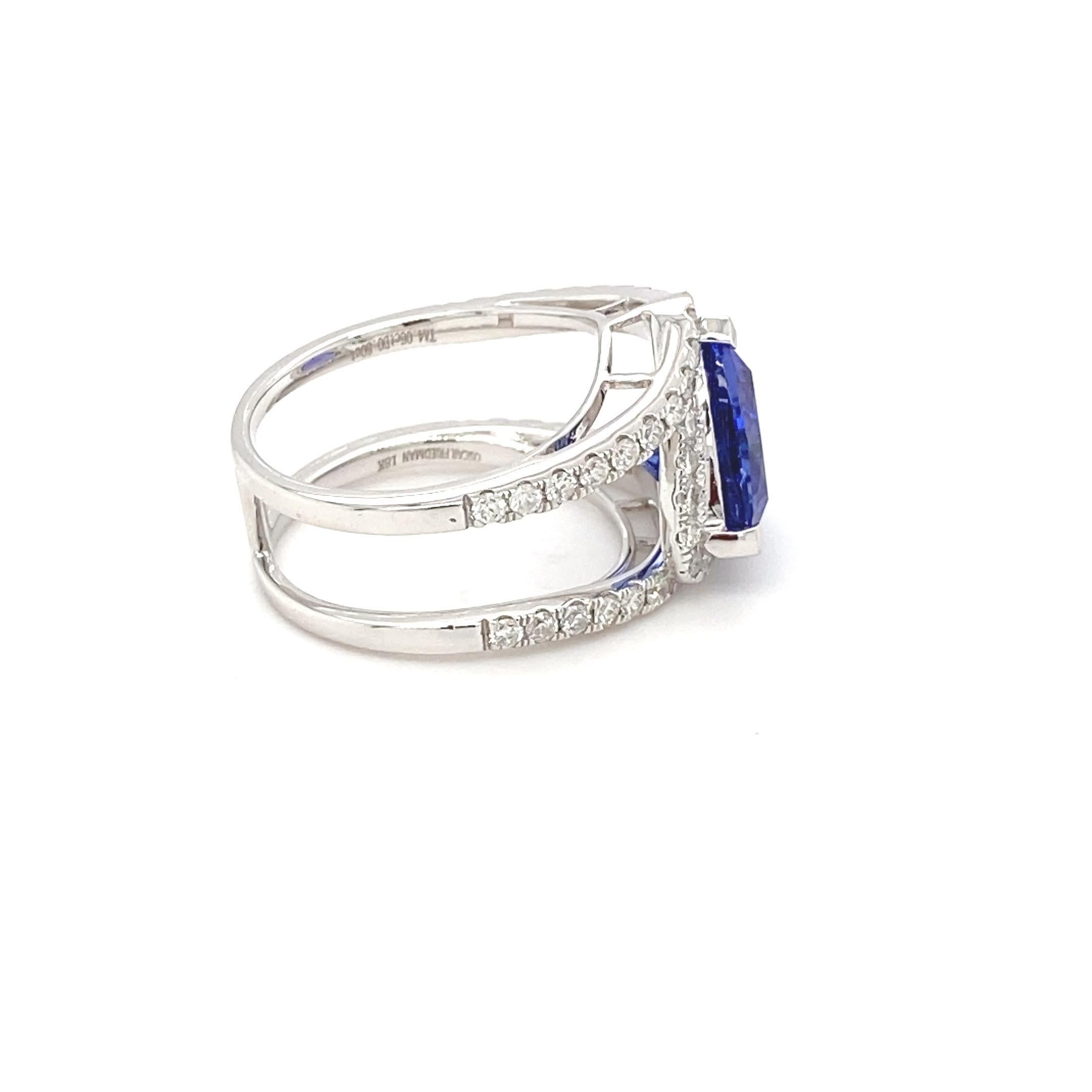 4.06 Carat Tanzanite Diamond White Gold Ring For Sale 9
