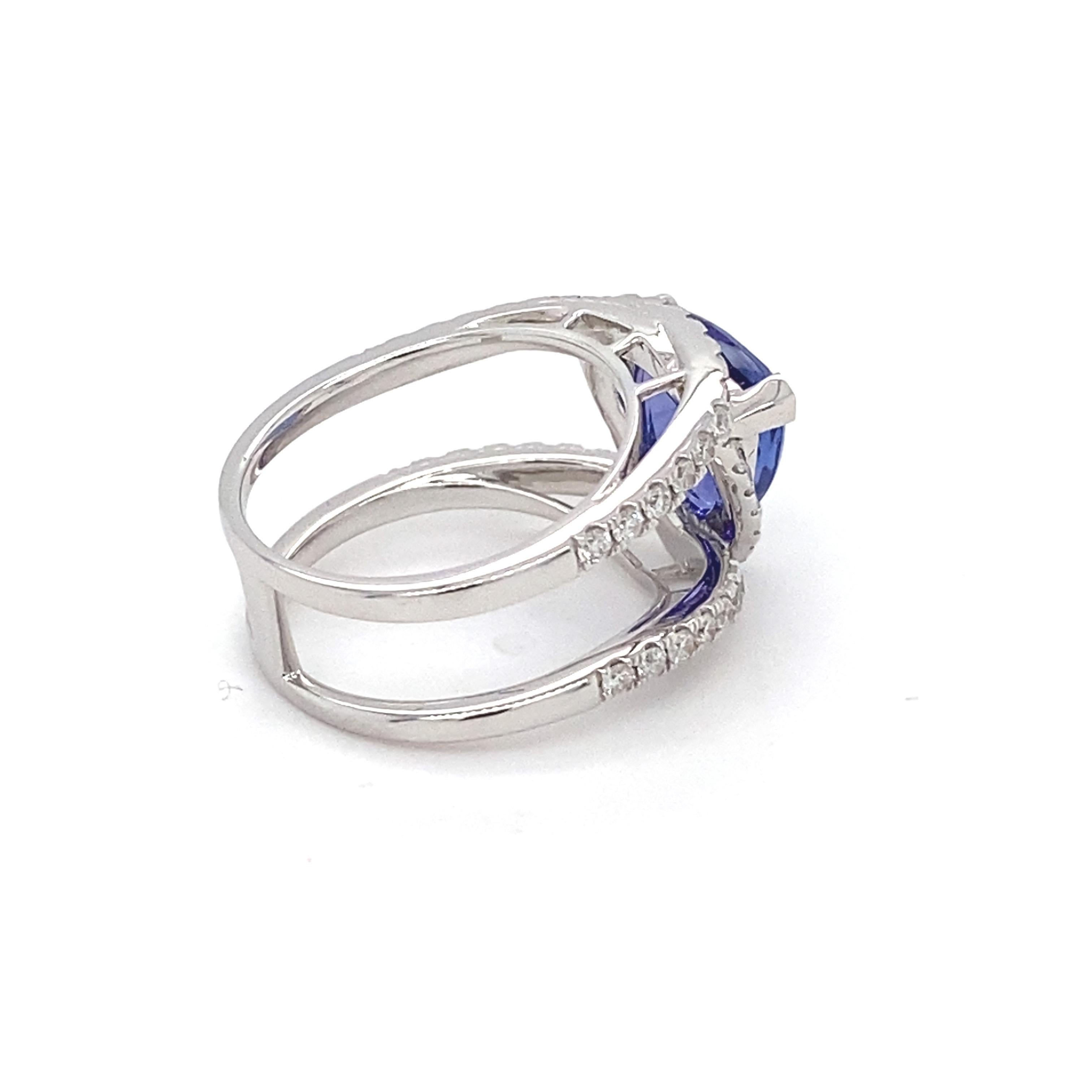4.06 Carat Tanzanite Diamond White Gold Ring For Sale 1