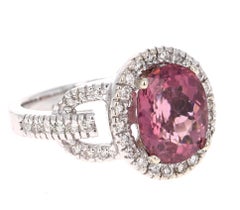 Anillo de Cóctel de Oro Blanco con Diamante Turmalina de 4,06 Quilates