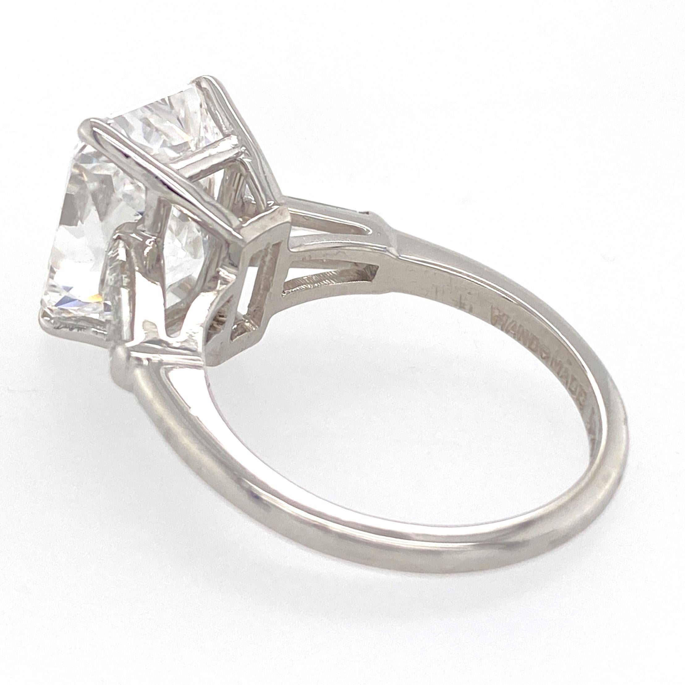 4.06 Carat E-VVS1 GIA Certified Radiant Cut Diamond in Deco-Era Platinum Ring 11