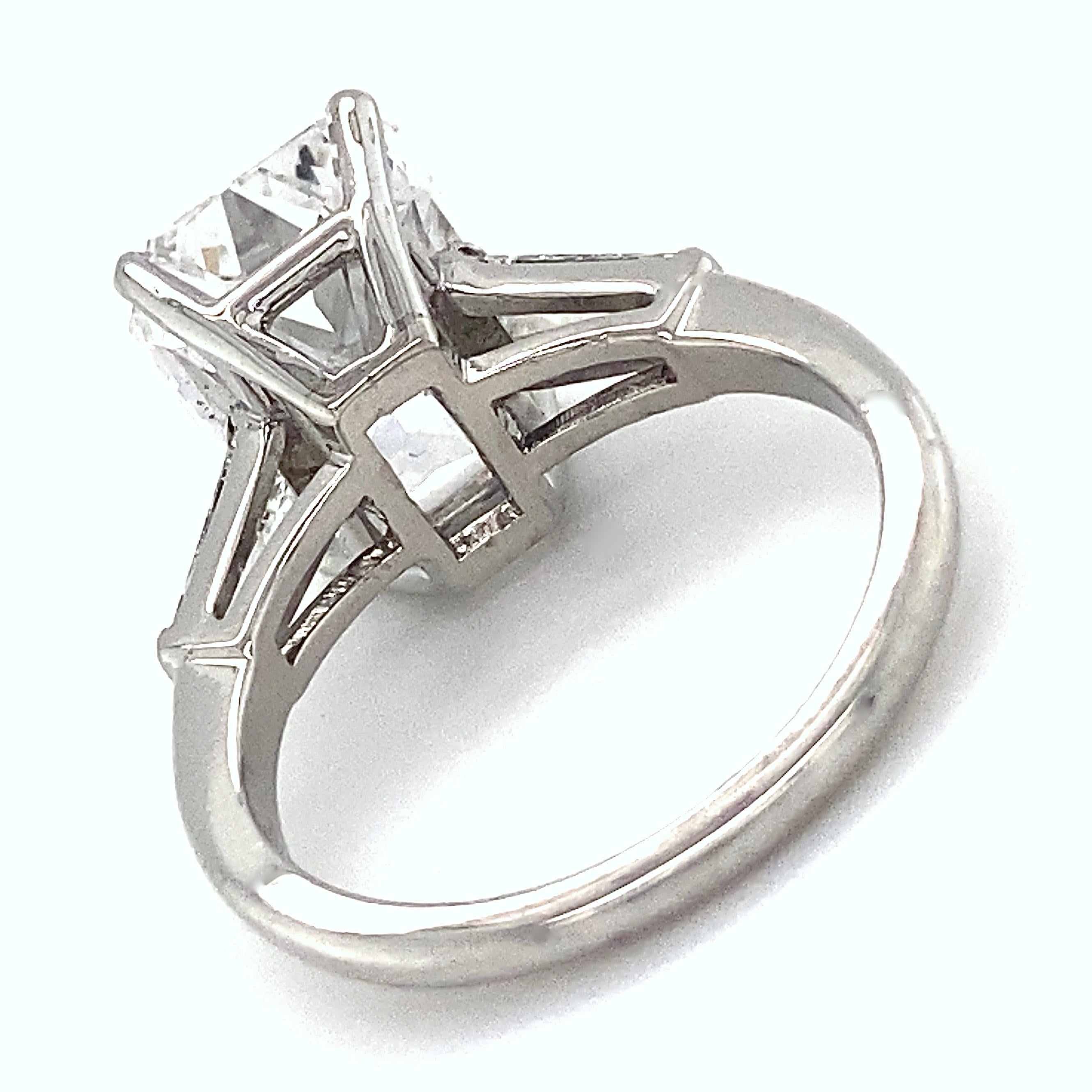 4.06 Carat E-VVS1 GIA Certified Radiant Cut Diamond in Deco-Era Platinum Ring 12