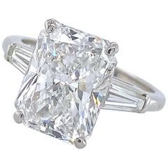 Antique 4.06 Carat E-VVS1 GIA Certified Radiant Cut Diamond in Deco-Era Platinum Ring