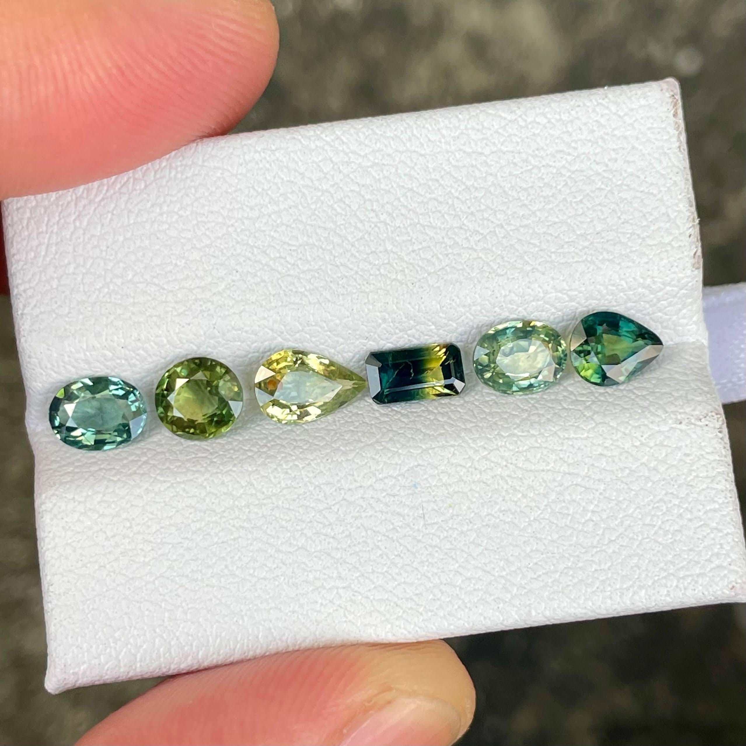 Mixed Cut 4.06 Carats Parti Sapphire Stones 6 Piece Gemstones Lot from Madagascar For Sale