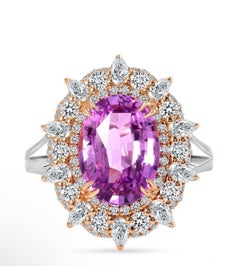 4.06 carats, untreated Pink Sapphire ring. GIA certified.