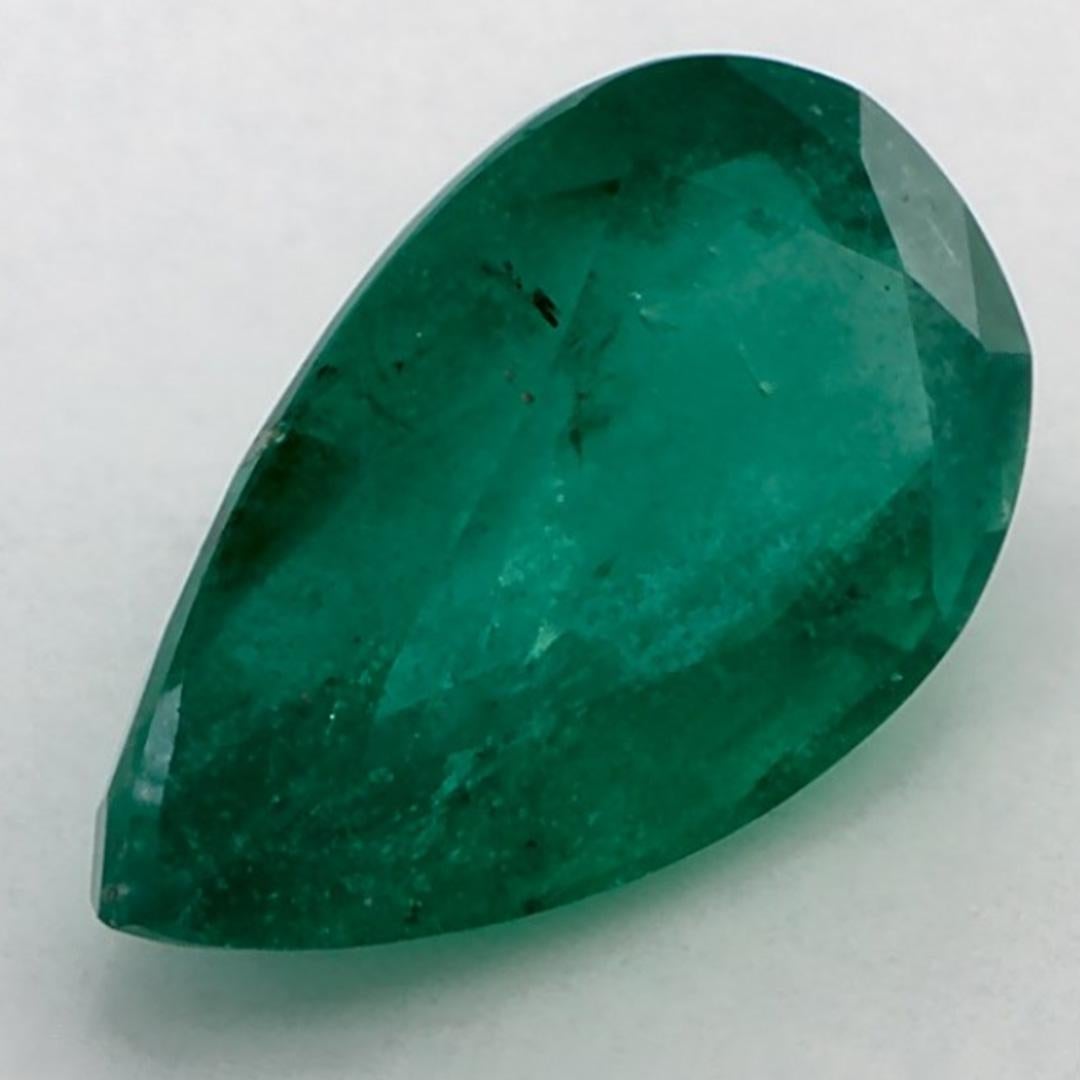 Taille poire 4.06 Ct Emerald Pear Loose Gemstone en vente