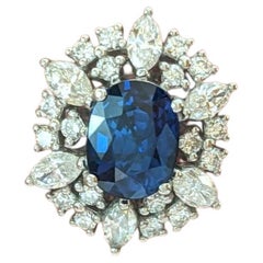 4.06 cttw Sapphire and Diamond Stud Earrings in Platinum & 14k White Gold