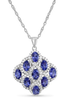 Collier pendentif vintage en argent 925 avec tanzanite naturelle (4,06 carats)