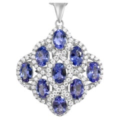 4.06 ctw Rhodium silver Women's Bridal Pendants Jewelry Gift Her