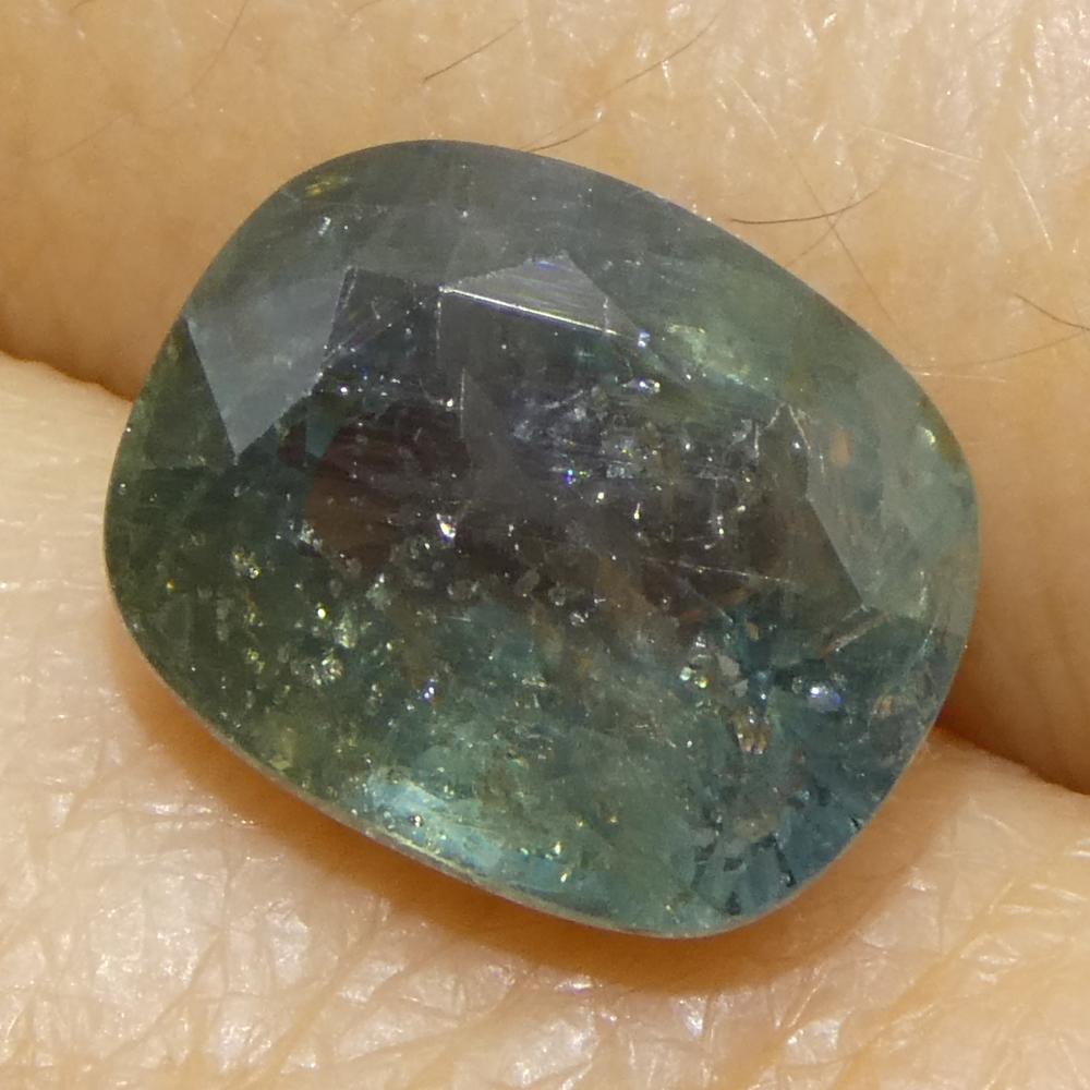 Zaffiro blu verde acqua a cuscino da 4,06 carati proveniente dall'Africa orientale in vendita 6