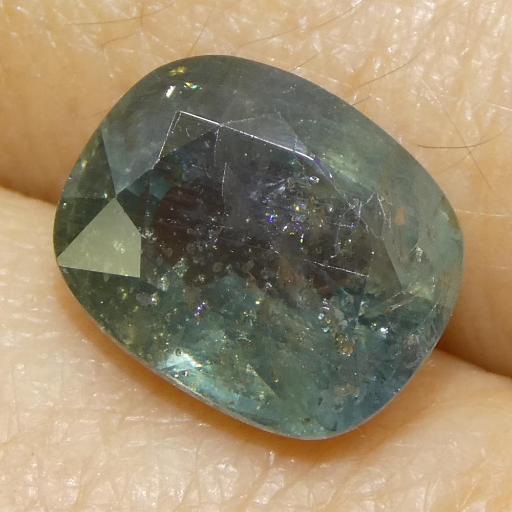 Zaffiro blu verde acqua a cuscino da 4,06 carati proveniente dall'Africa orientale in vendita 7