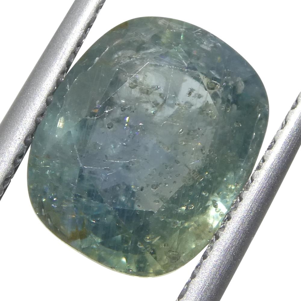 da uomo o donna Zaffiro blu verde acqua a cuscino da 4,06 carati proveniente dall'Africa orientale in vendita