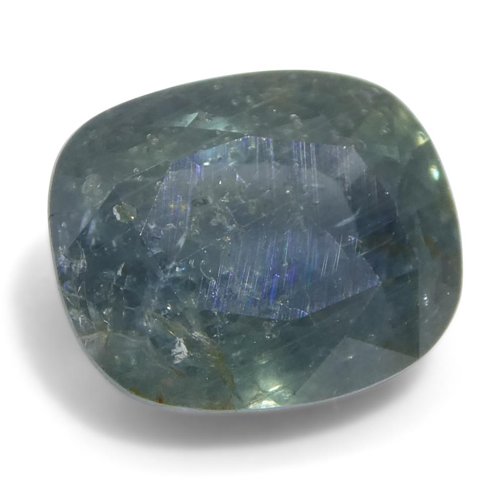 Zaffiro blu verde acqua a cuscino da 4,06 carati proveniente dall'Africa orientale in vendita 2