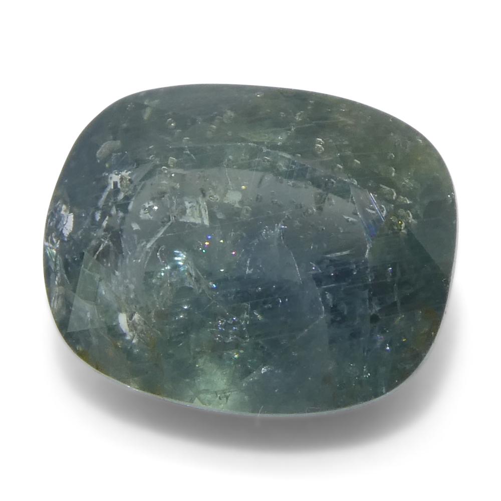 Zaffiro blu verde acqua a cuscino da 4,06 carati proveniente dall'Africa orientale in vendita 3