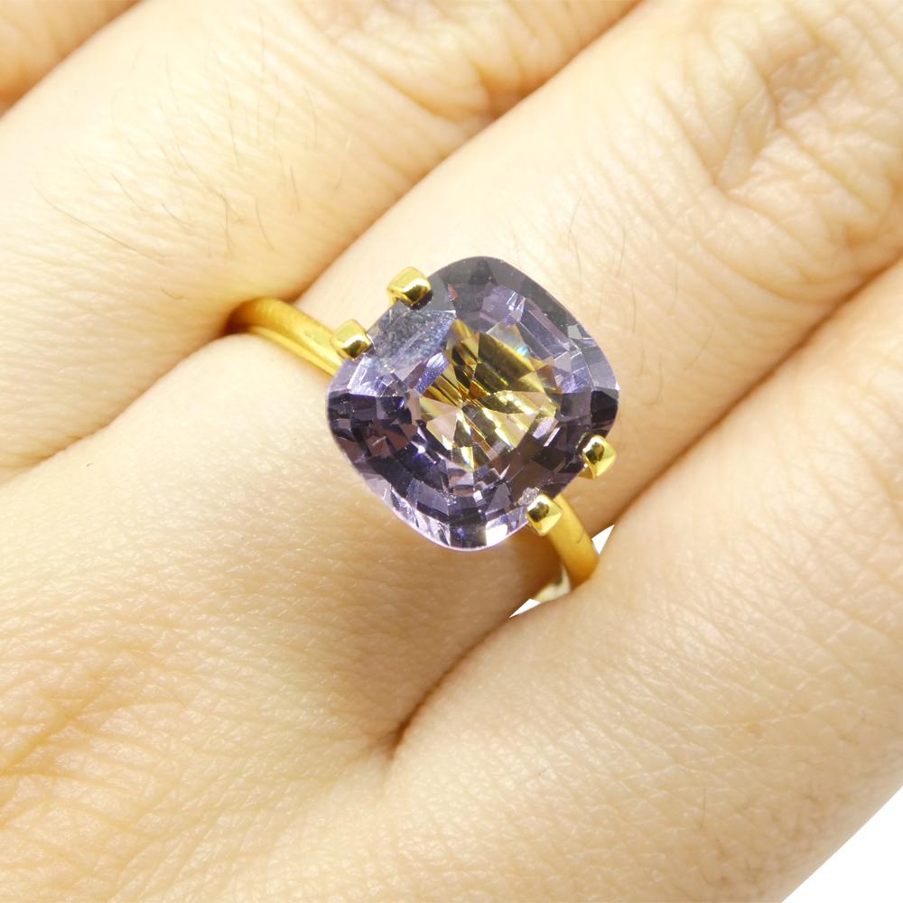 Taglio brillante 4.06ct Spinello viola rettangolare a cuscino dalla Birmania in vendita
