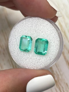 4,06tcw di smeraldi colombiani taglio smeraldo abbinati 8,5x6,5 - Coppia autentica sfusa