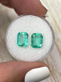 4.06tcw Matching 8.5x6.5 Emerald Cut Colombian Emeralds - Genuine Loose Pair