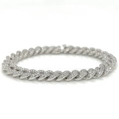 4.07 Carat 14K White Gold Iced Out Cuban Link Diamond Bracelet, 22.8g