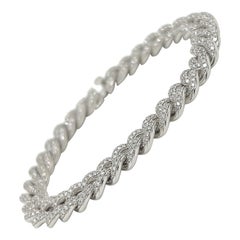 4.07 Karat 14K Weißgold Ausgeschnittenes kubanisches Gliederarmband mit Diamanten, 22,8 g