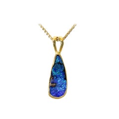 4.07 Carat Australian Boulder Opal & 18K Gold Necklace