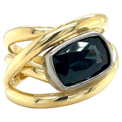 4.07 Carat Blue Spinel and 18k Gold Ring  