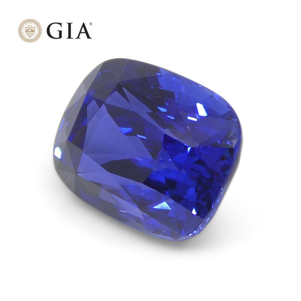 4.07 Carat Cushion Vivid Intense Royal Blue Sapphire GIA Certified Sri Lanka 7