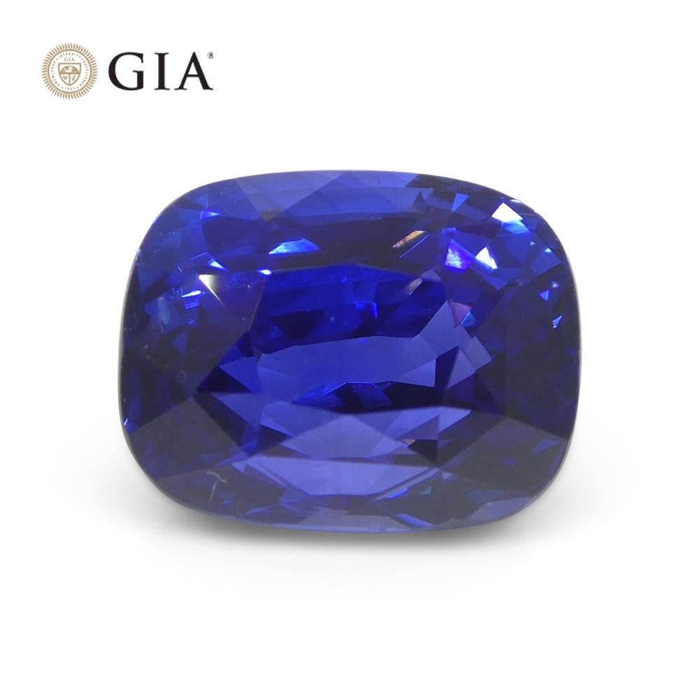 4.07 Carat Cushion Vivid Intense Royal Blue Sapphire GIA Certified Sri Lanka 8