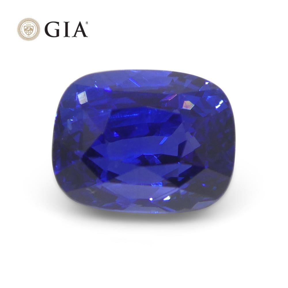 4.07 Carat Cushion Vivid Intense Royal Blue Sapphire GIA Certified Sri Lanka 9