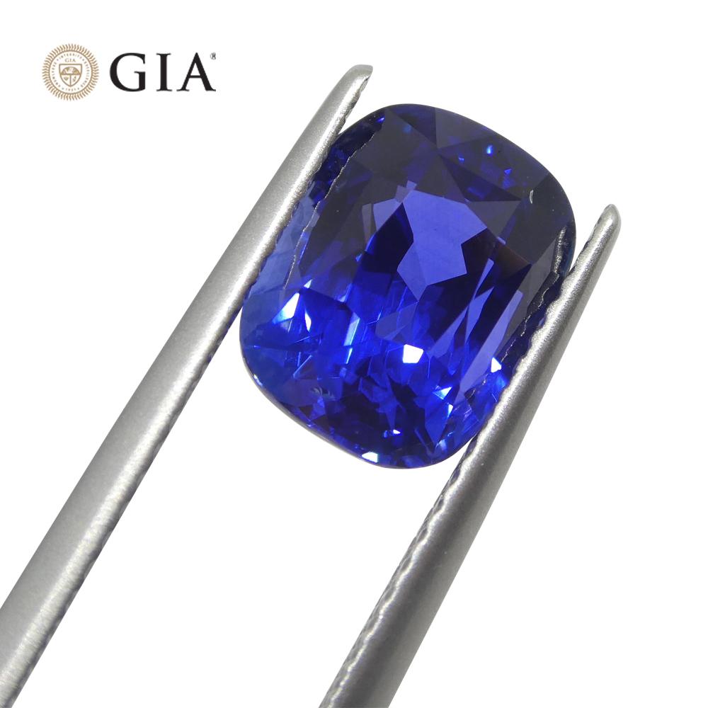 4.07 Carat Cushion Vivid Intense Royal Blue Sapphire GIA Certified Sri Lanka 1
