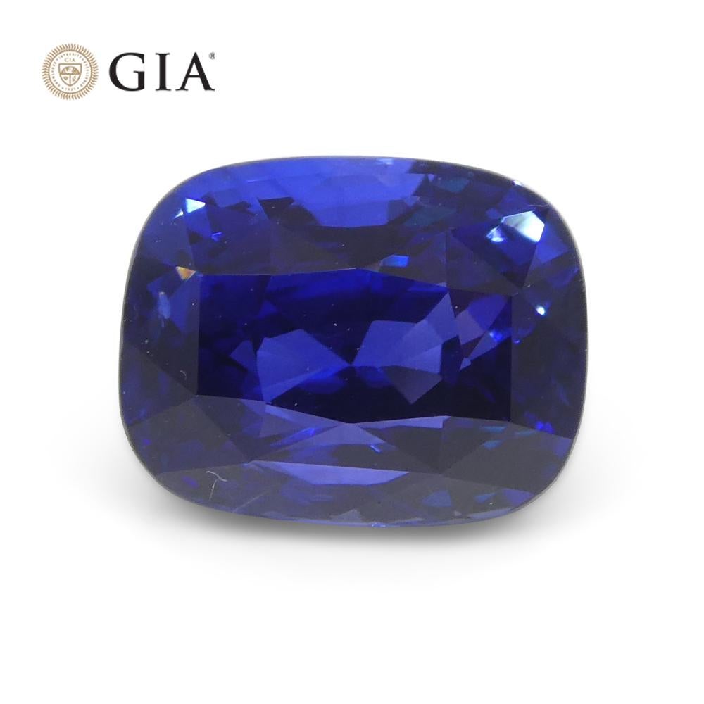 4.07 Carat Cushion Vivid Intense Royal Blue Sapphire GIA Certified Sri Lanka 2