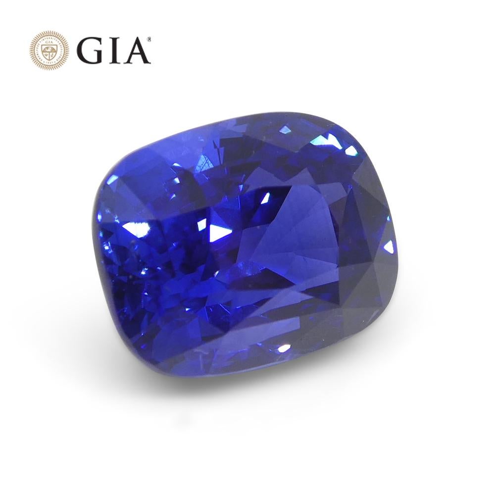 4.07 Carat Cushion Vivid Intense Royal Blue Sapphire GIA Certified Sri Lanka 3