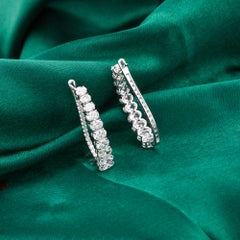 4.07 Carat Natural Oval Diamond Inside Out Hoop Earrings 18K White Gold