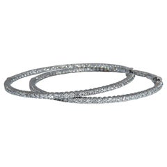 4.07 Carat Natural Round Brilliant In/Out Diamond Hoop Earrings 14 Karat*