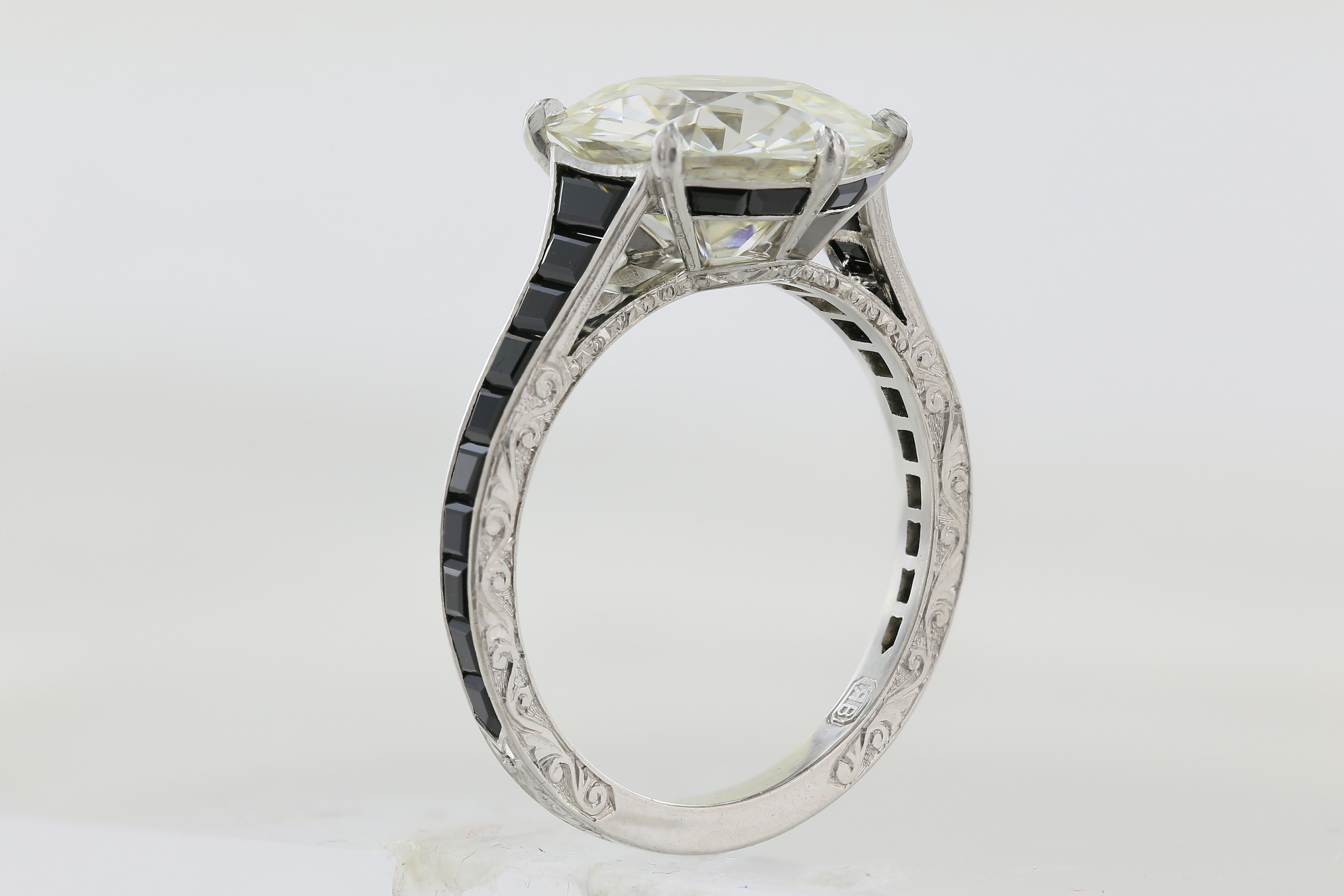 Round Cut 4.07 Carat Old European Diamond K VS1 Edwardian Ring For Sale