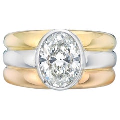 4.07 Carat Oval Statement Brilliant White 14K Gold Modern Nobility Heirloom